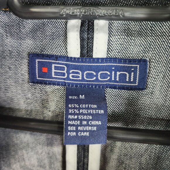 Womens Baccini Blue Denim Blazer Jacket 3/4 Sleeve 2 Button Size M - Picture 6 of 10